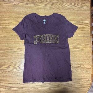 PUMA Women's Dark Purple Tee with Gold Logo